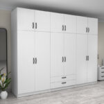 Ντουλάπα ρούχων Victoria Megapap εξάφυλλη με πατάρι και συρτάρια χρώμα λευκό 300x60x240εκ. - Image 4