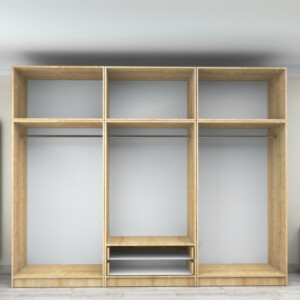 Ντουλάπα ρούχων Victoria Megapap εξάφυλλη με πατάρι και συρτάρια χρώμα φυσικό οξιάς 300x60x240εκ. - Image 3