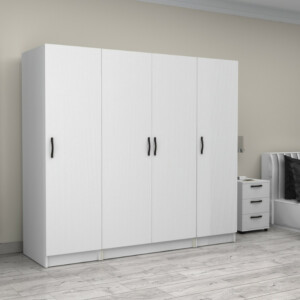 Ντουλάπα ρούχων Victoria Megapap τετράφυλλη χρώμα λευκό 200x60x181εκ. - Image 4