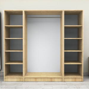 Ντουλάπα ρούχων Victoria Megapap τετράφυλλη χρώμα φυσικό οξιάς 200x60x181εκ. - Image 3