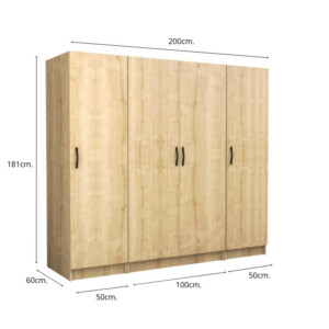 Ντουλάπα ρούχων Victoria Megapap τετράφυλλη χρώμα φυσικό οξιάς 200x60x181εκ. - Image 5