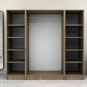 Ντουλάπα ρούχων Victoria Megapap τετράφυλλη χρώμα καρυδί 200x60x181εκ. - Image 3