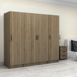 Ντουλάπα ρούχων Victoria Megapap τετράφυλλη χρώμα καρυδί 200x60x181εκ. - Image 4