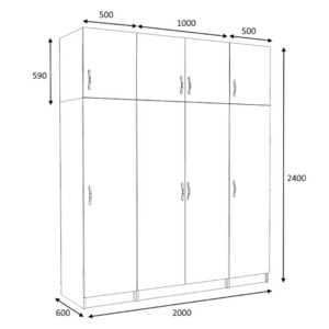 Ντουλάπα ρούχων Victoria Megapap τετράφυλλη με πατάρι χρώμα φυσικό οξιάς 200x60x240εκ. - Image 5