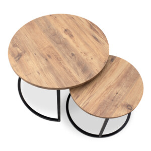 Τραπεζάκια σαλονιού Gary Megapap Mdf - μεταλλικό χρώμα ακακίας 65x65x44εκ. - Image 3