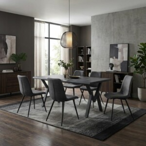 Τραπέζι Walter Megapap Mdf - μεταλλικό χρώμα σκούρο γκρι σκυροδέματος 160x80x75εκ. - Image 2