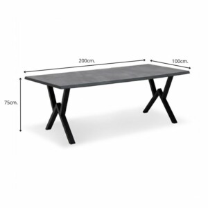 Τραπέζι Walter Megapap Mdf - μεταλλικό χρώμα σκούρο γκρι σκυροδέματος 200x100x75εκ. - Image 5