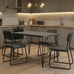 Τραπέζι Roger Megapap Mdf - μεταλλικό χρώμα σκούρο γκρι σκυροδέματος 120x70x75εκ. - Image 2