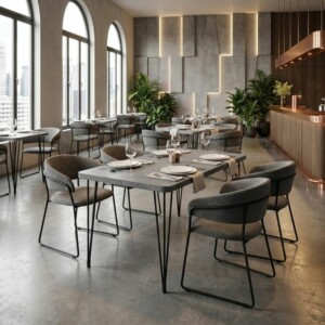 Τραπέζι Roger Megapap Mdf - μεταλλικό χρώμα σκούρο γκρι σκυροδέματος 120x70x75εκ. - Image 3