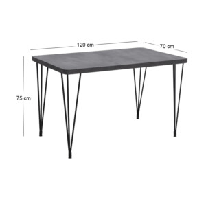Τραπέζι Roger Megapap Mdf - μεταλλικό χρώμα σκούρο γκρι σκυροδέματος 120x70x75εκ. - Image 6