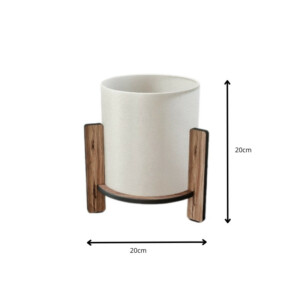 Φωτιστικό επιτραπέζιο Pine Megapap E27 Mdf - ύφασμα Pvc χρώμα καρυδί - κρεμ Ø20x20εκ. - Image 4