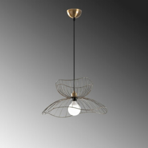 Φωτιστικό οροφής Farac Megapap E27 μεταλλικό μονόφωτο χρώμα χρυσό vintage Ø50x31/111εκ. - Image 2