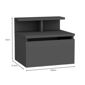 Κομοδίνο επιτοίχιο Arsen Megapap χρώμα ανθρακί 39,8x31,9x35εκ. - Image 6