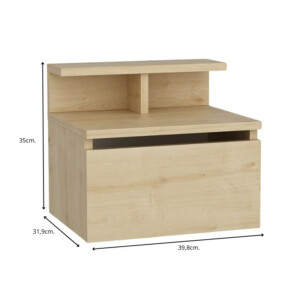 Κομοδίνο επιτοίχιο Arsen Megapap χρώμα φυσικό οξιάς 39,8x31,9x35εκ. - Image 5