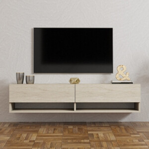 Έπιπλο τηλεόρασης επιτοίχιο Arges Megapap χρώμα travertine 140x29,6x30εκ. - Image 3