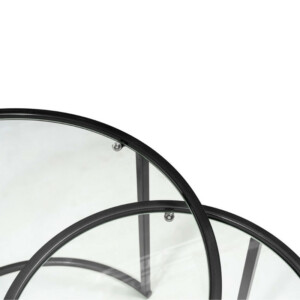 Τραπεζάκι σαλονιού σετ 2 τμχ Vetro Megapap μέταλλο - γυαλί χρώμα μαύρο Ø60x43εκ. - Image 3