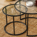 Τραπεζάκι σαλονιού σετ 2 τμχ Vetro Megapap μέταλλο - γυαλί χρώμα μαύρο Ø60x43εκ. - Image 4