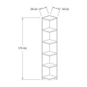 Βιβλιοθήκη γωνιακή Kedy II Megapap χρώμα μαύρο - καρυδί 34x34x173εκ. - Image 3