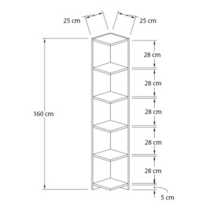Βιβλιοθήκη γωνιακή Ravella Megapap χρώμα λευκό 25x25x160εκ. - Image 4