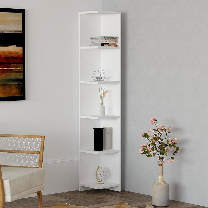 Βιβλιοθήκη γωνιακή Ravella Megapap χρώμα λευκό 25x25x160εκ. Βιβλιοθήκη γωνιακή Ravella Megapap χρώμα λευκό 25x25x160εκ.