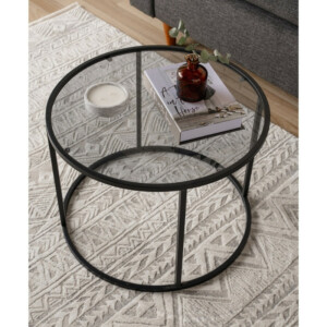 Τραπεζάκι σαλονιού Startis Megapap μέταλλο - γυαλί χρώμα μαύρο Ø60x43εκ. - Image 4