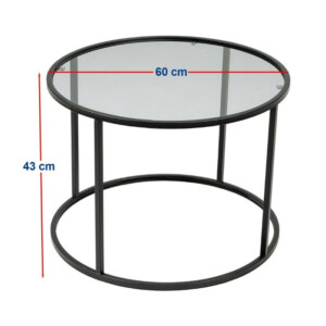 Τραπεζάκι σαλονιού Startis Megapap μέταλλο - γυαλί χρώμα μαύρο Ø60x43εκ. - Image 6