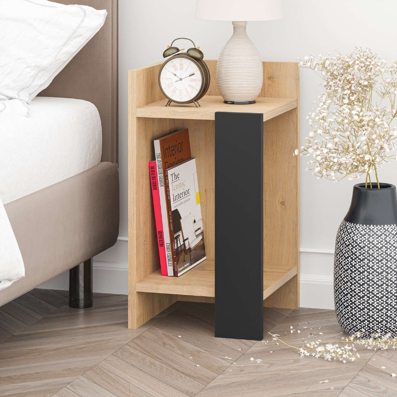 Κομοδίνο Elos Megapap χρώμα saphhire oak - silky black 30x31