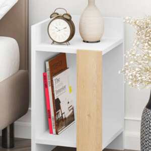 Κομοδίνο Elos Megapap χρώμα λευκό - saphhire oak 30x31,7x55εκ. - Image 4