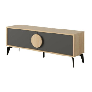 Έπιπλο τηλεόρασης Gora Megapap χρώμα sapphire oak - silky black 140x35,6x51εκ. - Image 6