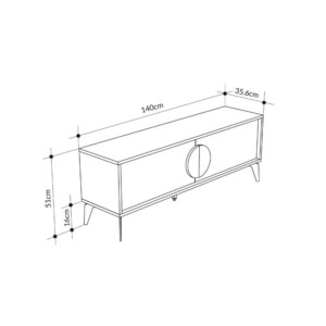 Έπιπλο τηλεόρασης Gora Megapap χρώμα sapphire oak - silky black 140x35,6x51εκ. - Image 7