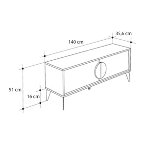 Έπιπλο τηλεόρασης Gora Megapap χρώμα sapphire oak - λευκό 140x35,6x51εκ. - Image 6