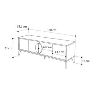 Έπιπλο τηλεόρασης Gora Megapap χρώμα sapphire oak - silky black 180x35,6x51εκ. - Image 6