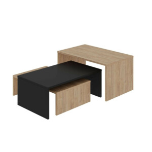 Τραπεζάκι σαλονιού σετ 3 τμχ. Kanta Megapap χρώμα sapphire oak - silky black 80x50x40,5εκ. - Image 4