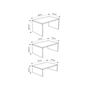 Τραπεζάκι σαλονιού σετ 3 τμχ. Kanta Megapap χρώμα sapphire oak - silky black 80x50x40,5εκ. - Image 5