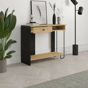 Κονσόλα Sirius Megapap χρώμα sapphire oak - silky black 100x35x79εκ. - Image 3