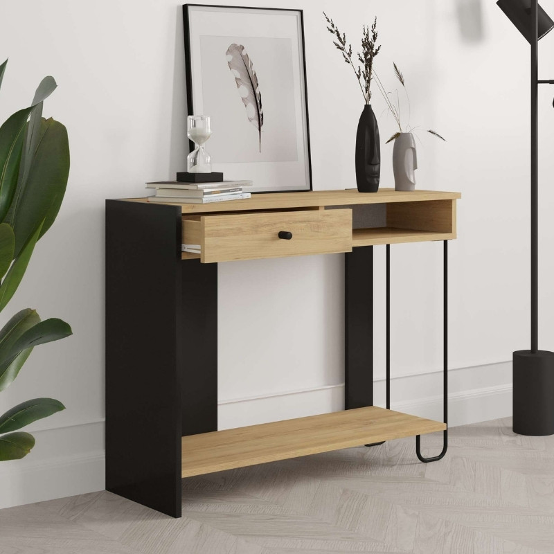 Κονσόλα Sirius Megapap χρώμα sapphire oak - silky black 100x35x79εκ. Κονσόλα Sirius Megapap χρώμα sapphire oak - silky black 100x35x79εκ.