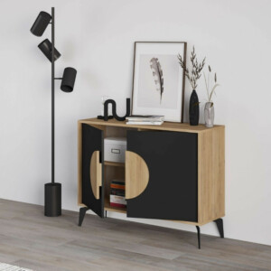 Μπουφές Gora Megapap χρώμα sapphire oak - silky black 110x40x82εκ. - Image 2