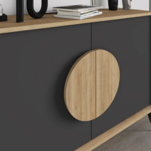 Μπουφές Gora Megapap χρώμα sapphire oak - silky black 110x40x82εκ. - Image 4