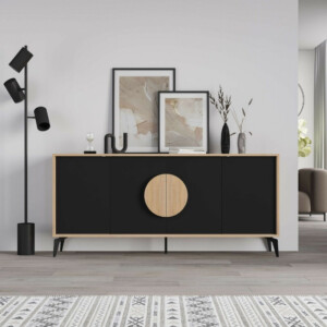 Μπουφές Gora Megapap χρώμα sapphire oak - silky black 180x40x82εκ. - Image 3