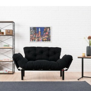 Καναπές - κρεβάτι Nitta Megapap διθέσιος υφασμάτινος χρώμα μαύρο 155x70x85εκ. - Image 2