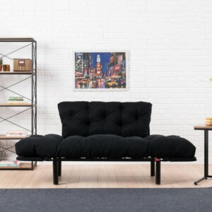 Καναπές - κρεβάτι Nitta Megapap διθέσιος υφασμάτινος χρώμα μαύρο 155x70x85εκ. - Image 3
