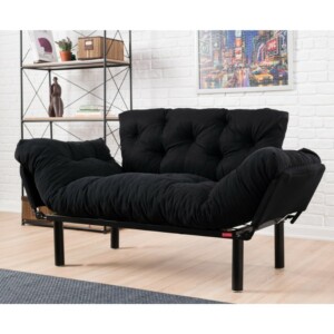 Καναπές - κρεβάτι Nitta Megapap διθέσιος υφασμάτινος χρώμα μαύρο 155x70x85εκ. - Image 6