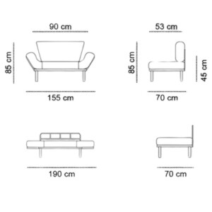 Καναπές - κρεβάτι Nitta Megapap διθέσιος υφασμάτινος χρώμα μαύρο 155x70x85εκ. - Image 8