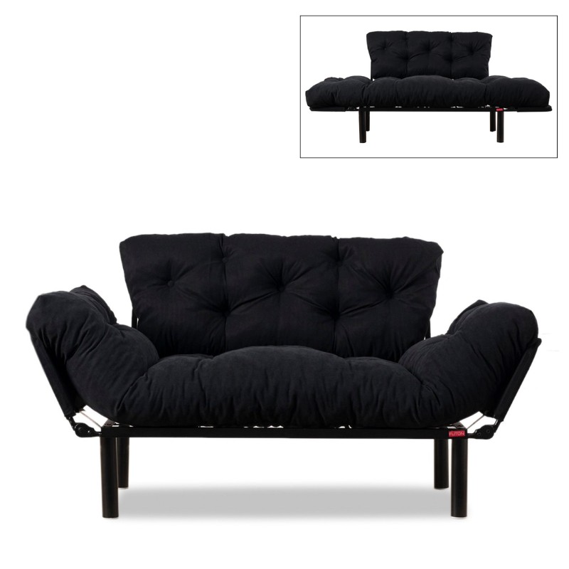 Καναπές - κρεβάτι Nitta Megapap διθέσιος υφασμάτινος χρώμα μαύρο 155x70x85εκ. Καναπές - κρεβάτι Nitta Megapap διθέσιος υφασμάτινος χρώμα μαύρο 155x70x85εκ.