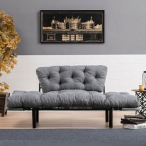 Καναπές - κρεβάτι Nitta Megapap διθέσιος υφασμάτινος χρώμα γκρι 155x70x85εκ. - Image 3