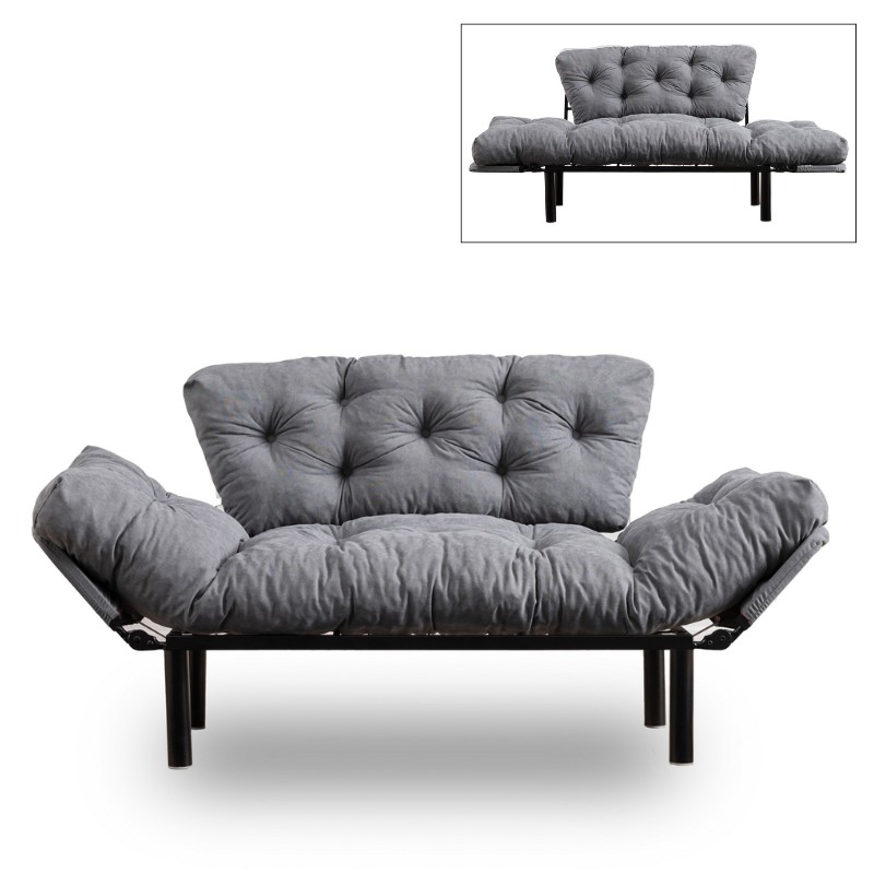 Καναπές - κρεβάτι Nitta Megapap διθέσιος υφασμάτινος χρώμα γκρι 155x70x85εκ. Καναπές - κρεβάτι Nitta Megapap διθέσιος υφασμάτινος χρώμα γκρι 155x70x85εκ.