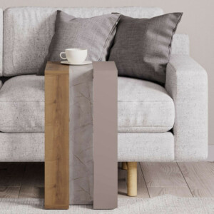 Τραπεζάκι βοηθητικό Muju Megapap ανοιχτό καρυδί - γκρι -  ανοιχτή μόκα 30x40x57εκ. - Image 4