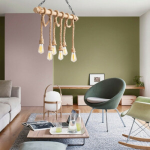 Φωτιστικό οροφής Giza Megapap E27 ξύλο - σχοινί εξάφωτο χρώμα φυσικό 80x8x90εκ. - Image 3