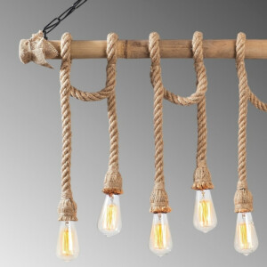 Φωτιστικό οροφής Giza Megapap E27 ξύλο - σχοινί εξάφωτο χρώμα φυσικό 80x8x90εκ. - Image 4