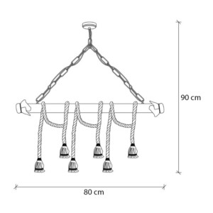 Φωτιστικό οροφής Giza Megapap E27 ξύλο - σχοινί εξάφωτο χρώμα φυσικό 80x8x90εκ. - Image 5